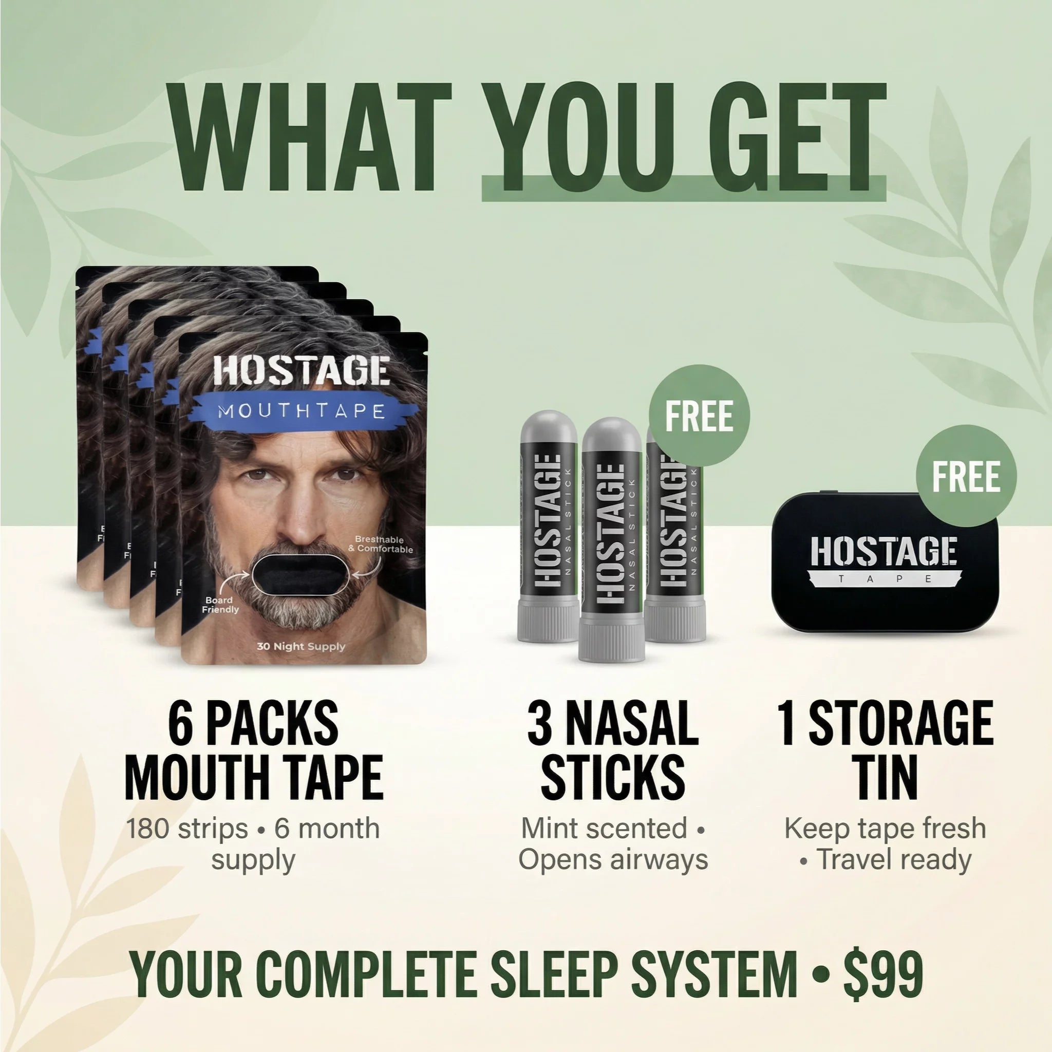 🤐 Mouth Tape Bundle + Nasal Sticks + Tin - Hostage Tape