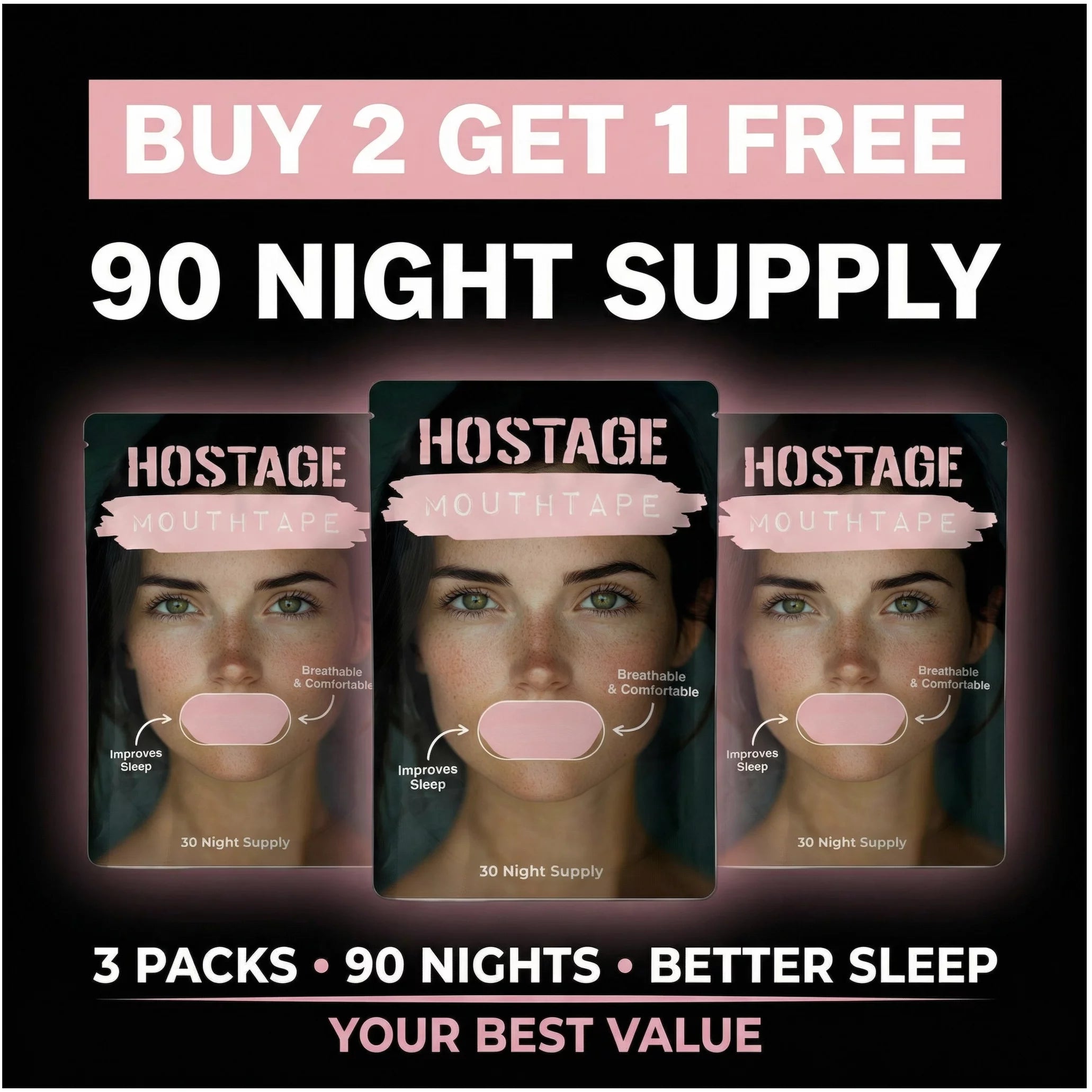 Hostage Mouth Tape Buy 2 Get 1 FREE - Starter Pack - Women's - Hostage Tape