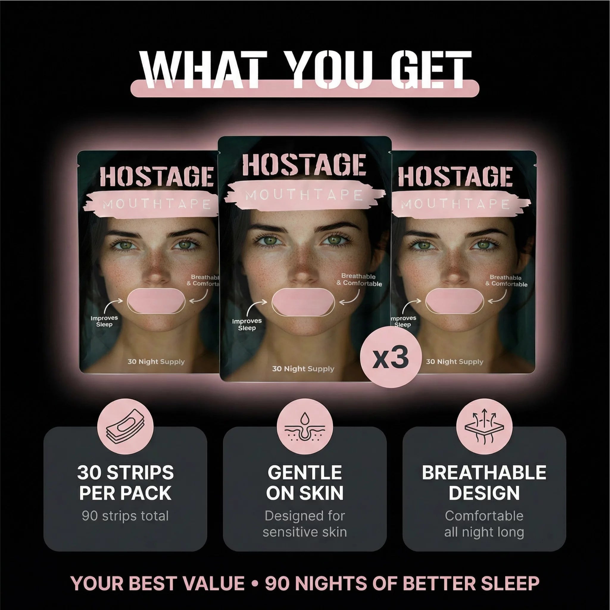 Hostage Mouth Tape Buy 2 Get 1 FREE - Starter Pack - Women's - Hostage Tape