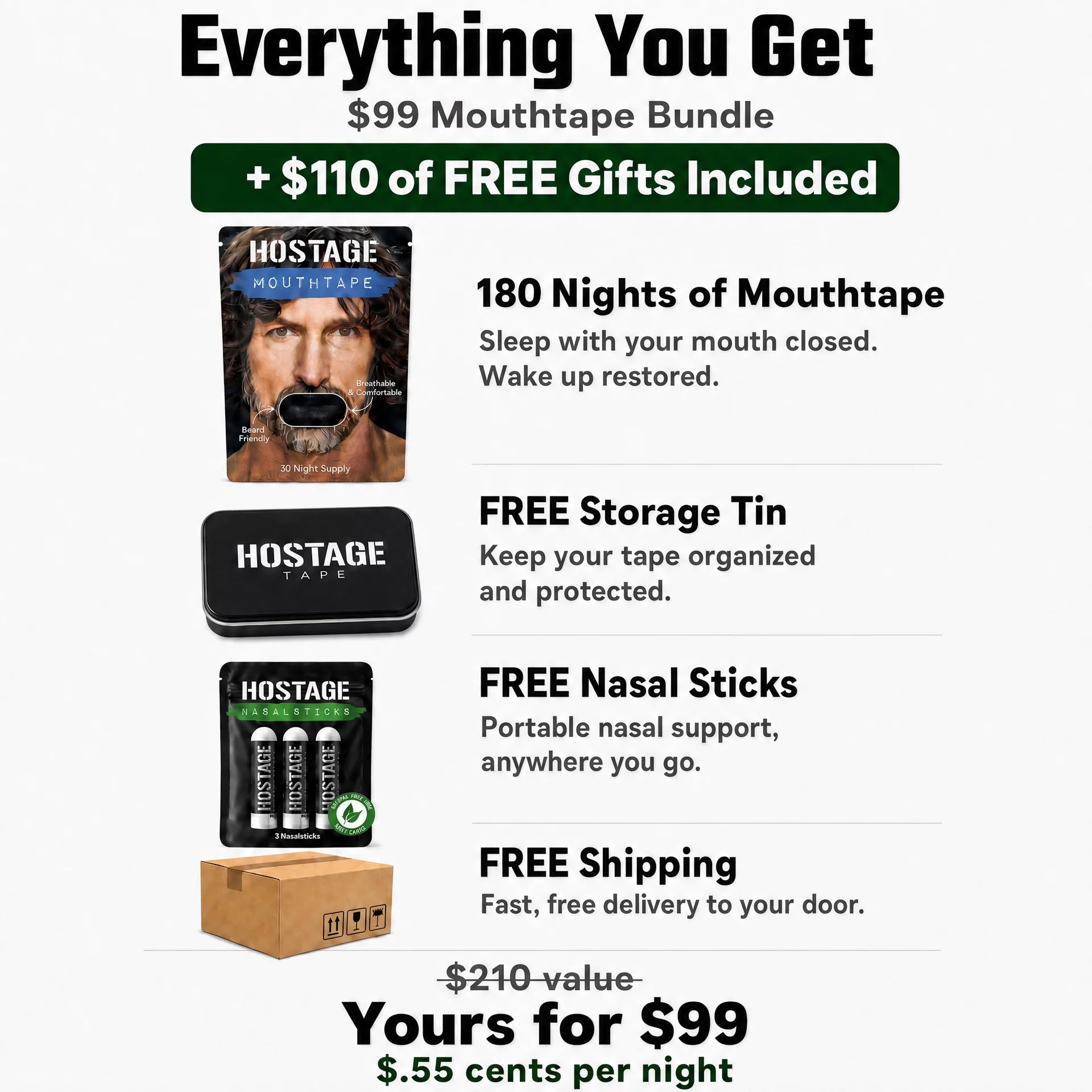 Mouth Tape Bundle + Nasal Sticks + Tin