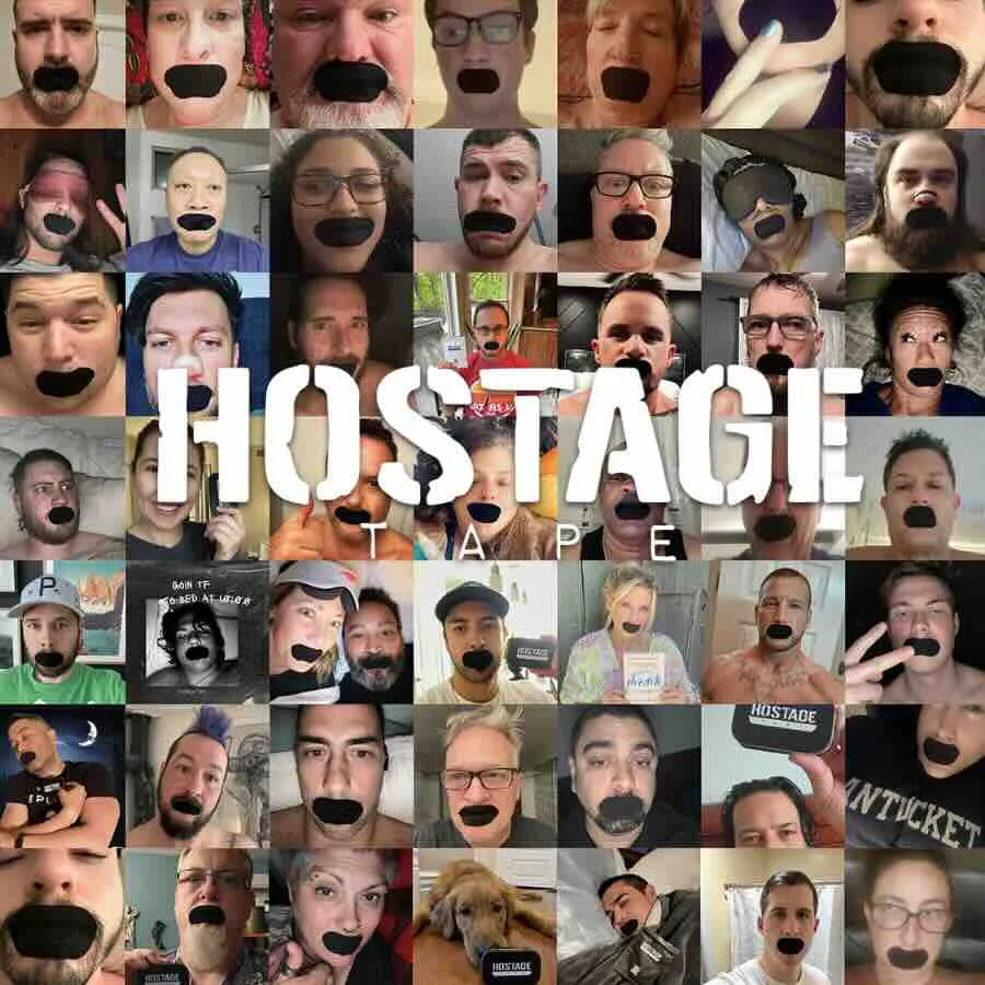 Collage of 49 customers wearing Hostage Mouth Tape for better sleep and comfort