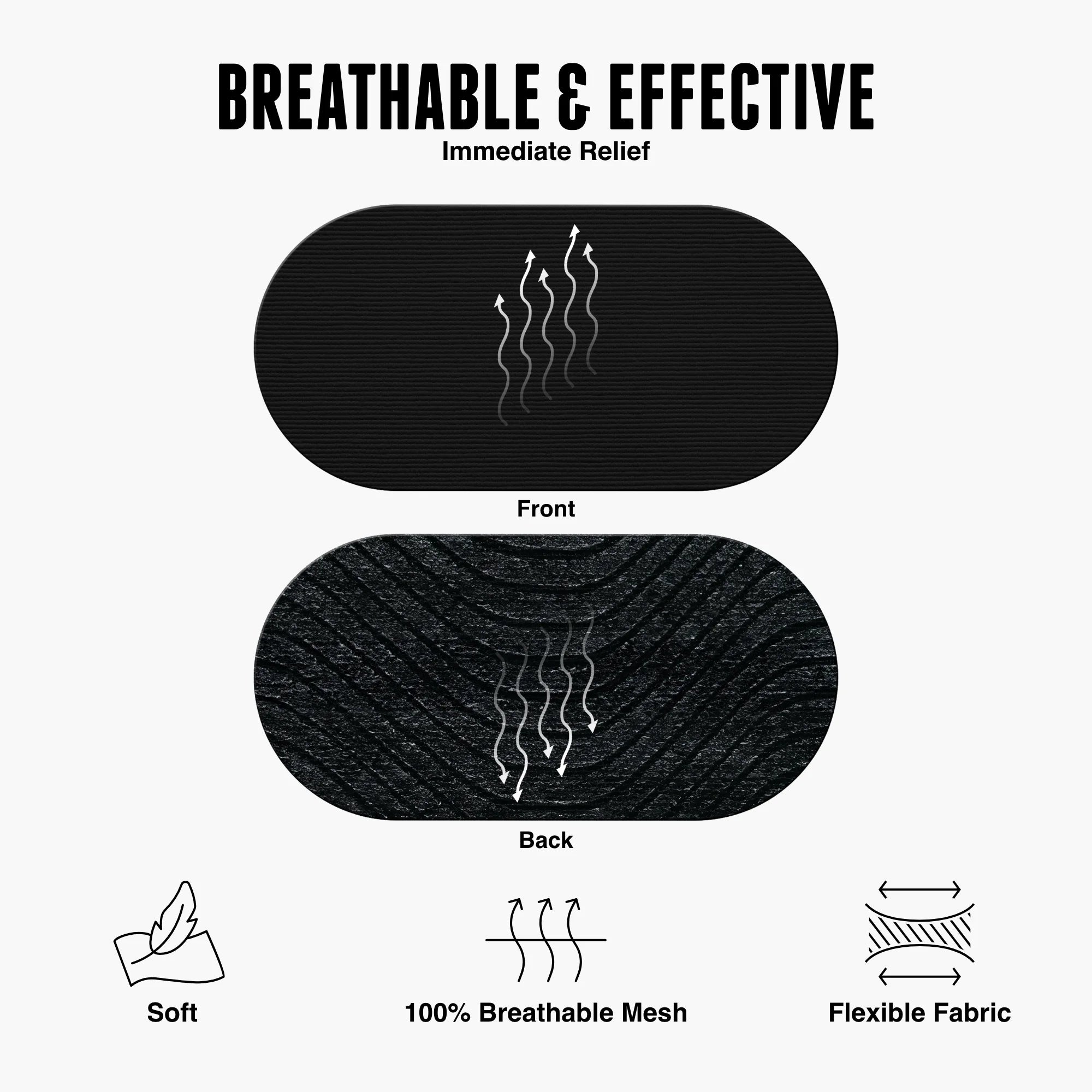 Diagram of Hostage Tape showing breathable fabric, hypoallergenic, beard-friendly, and comfortable