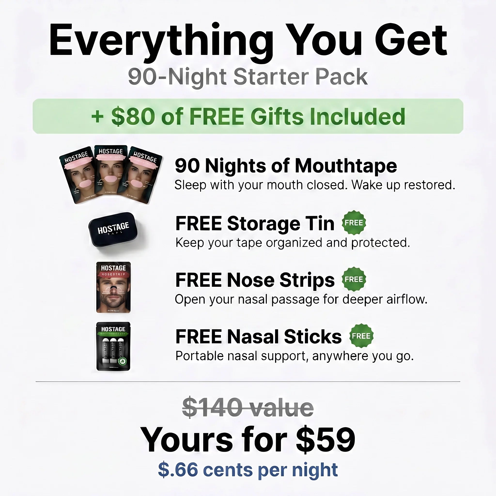 Women's Hostage Mouth Tape - 90 Night Starter Pack