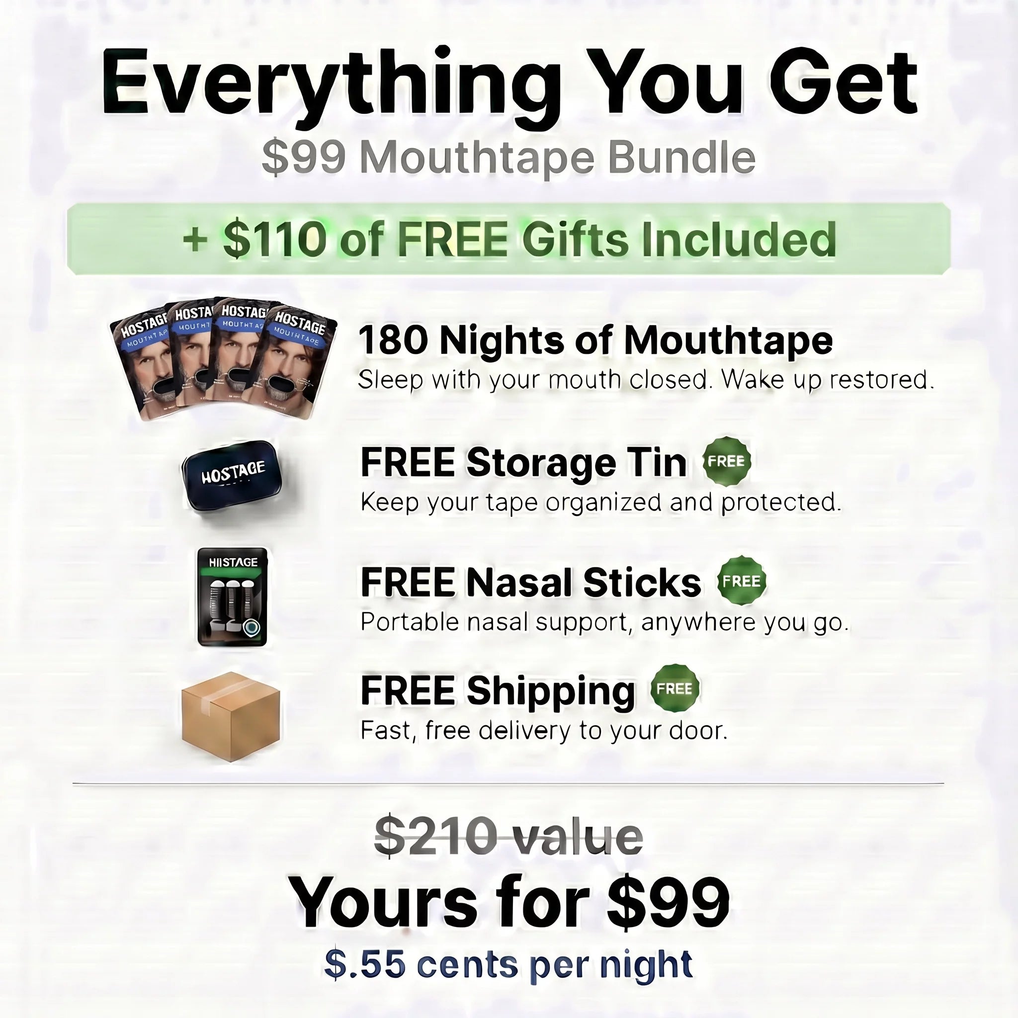 Mouth Tape Bundle + Nasal Sticks + Tin