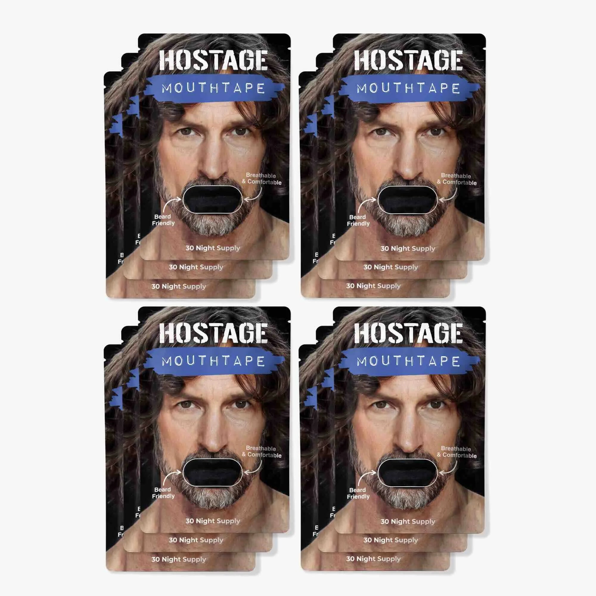 Twelve pouches of Hostage Mouth Tape black