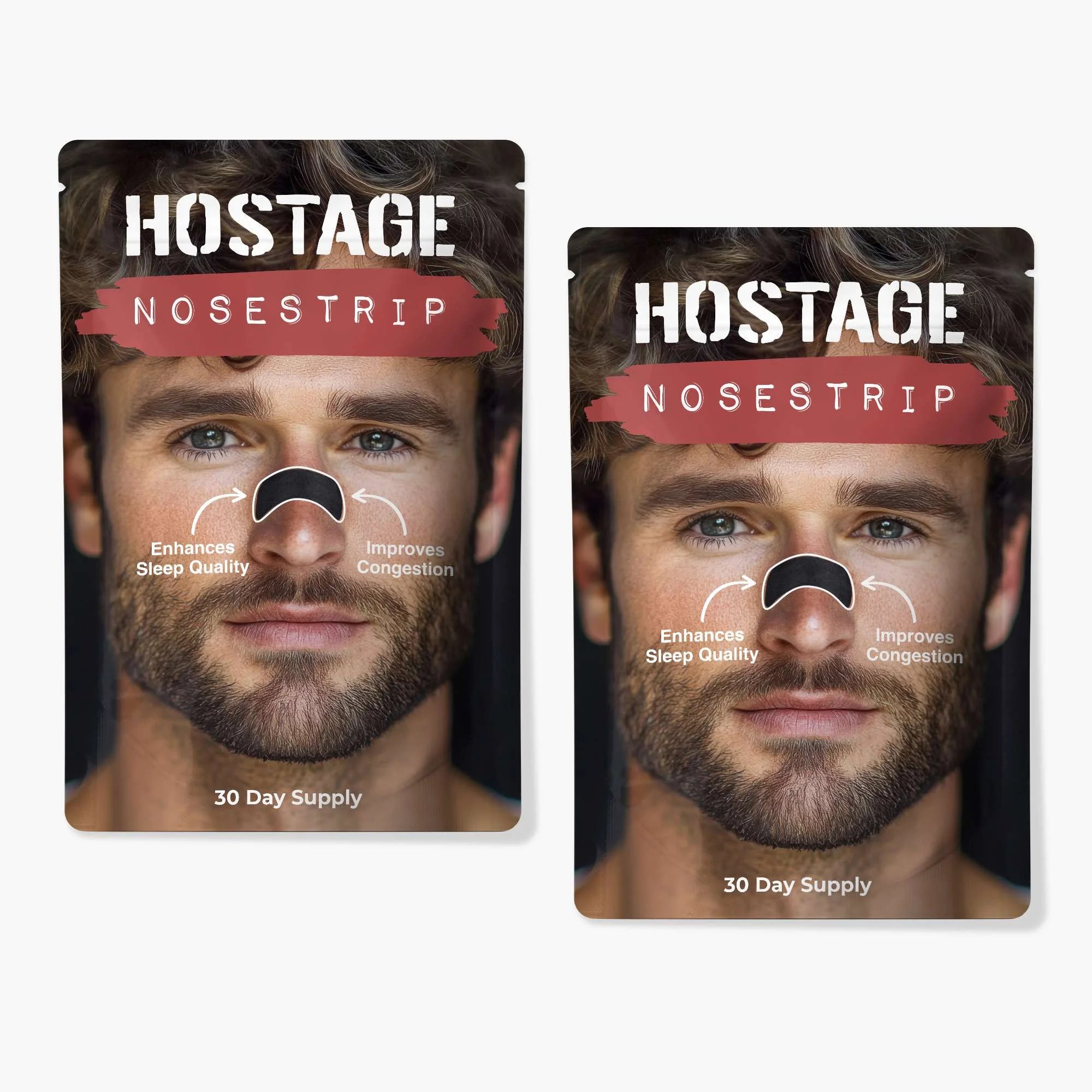 Two Hostage Nose Strip packs for better breathing, congestion relief, and snoring reduction