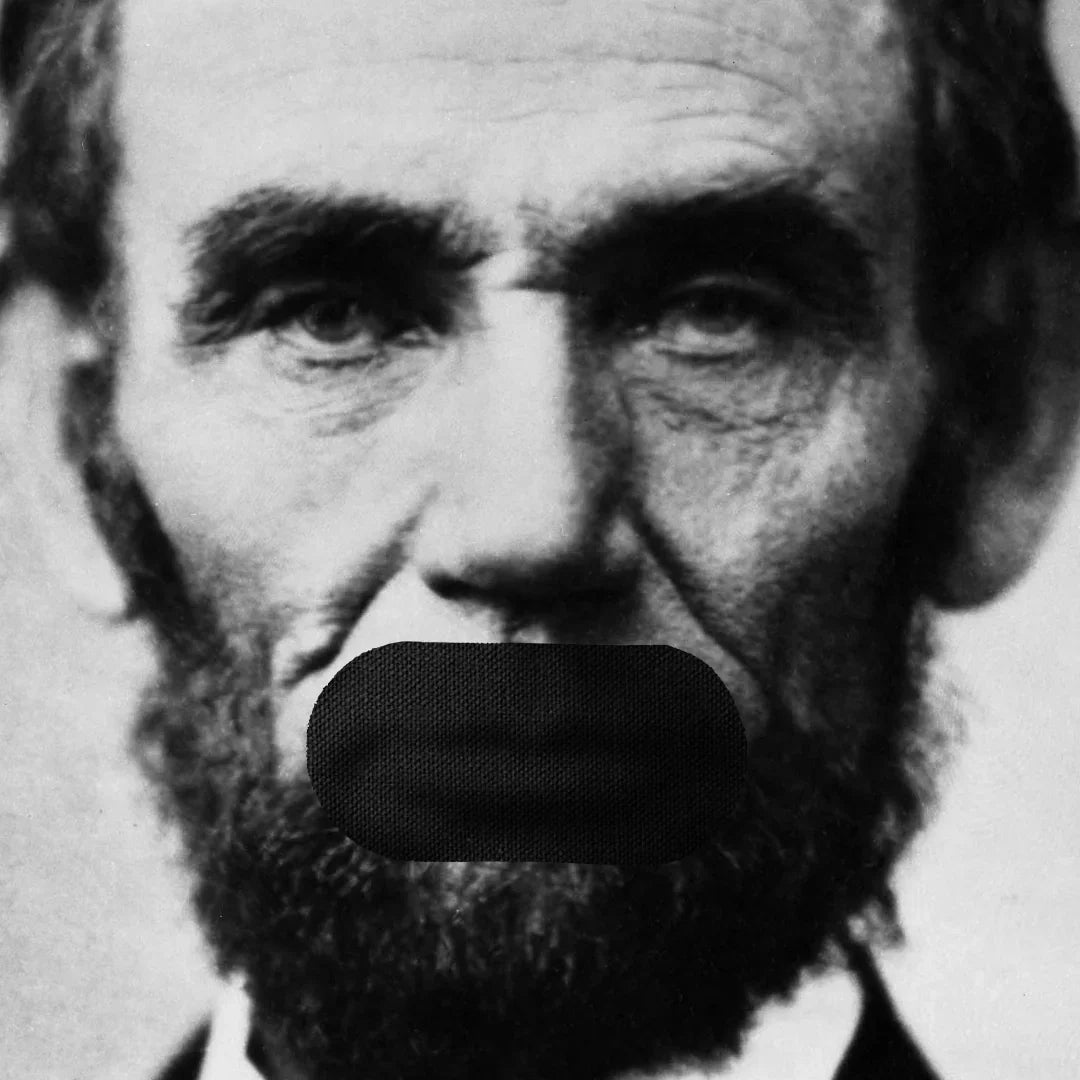 President Lincoln with Hostage Mouth Tape, symbolic sleep aid for snoring and better rest