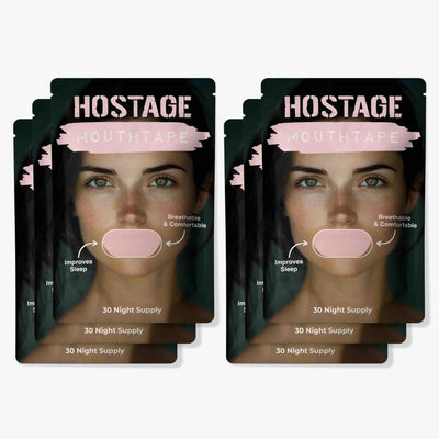 Six pink Hostage Mouth Tape pouches bundle