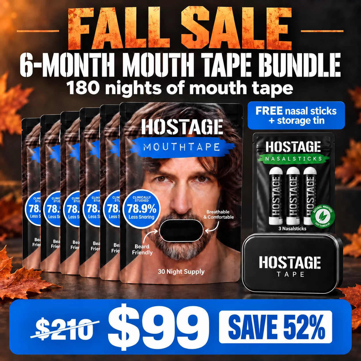 Mouth Tape Bundle + Nasal Sticks + Tin