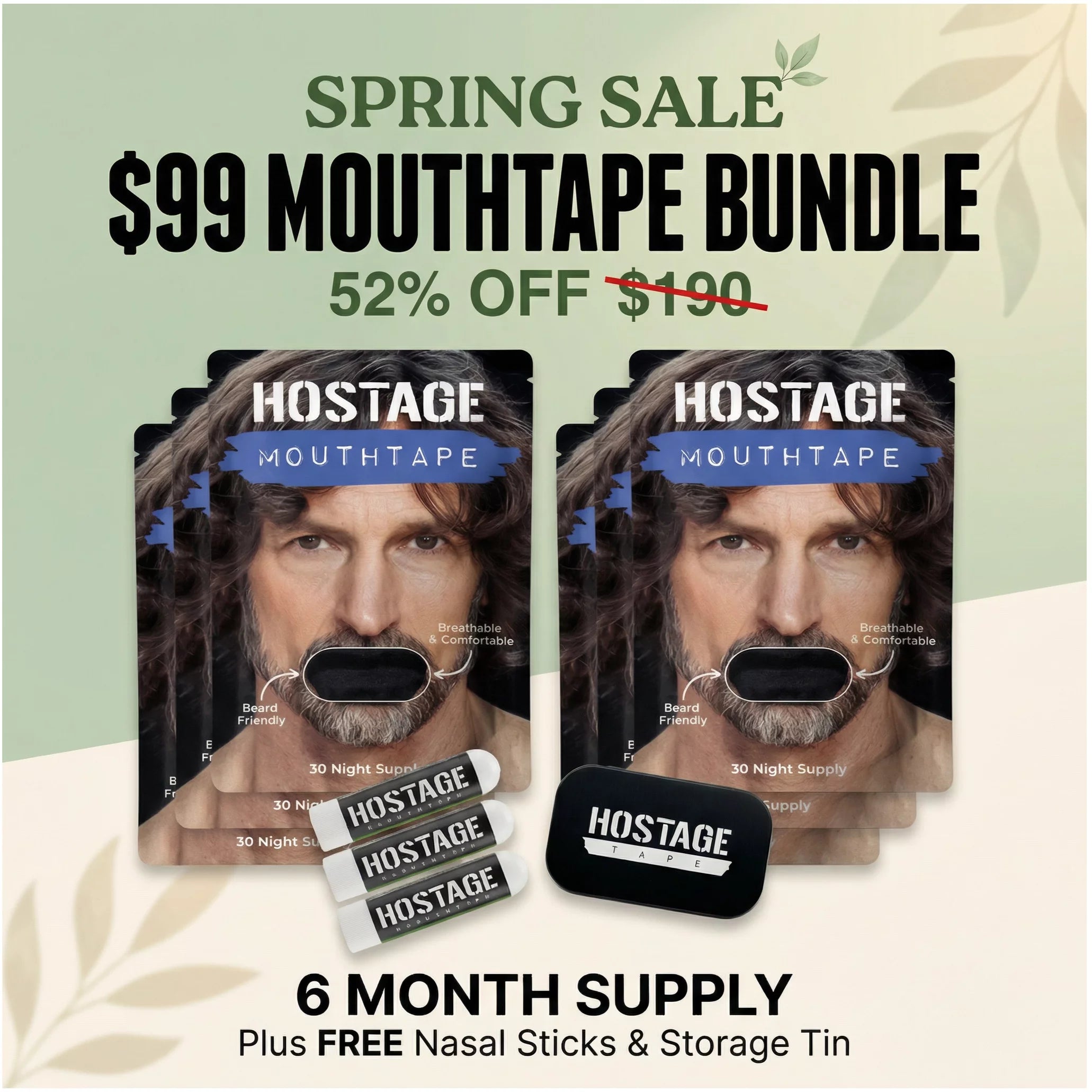🤐 Mouth Tape Bundle + Nasal Sticks + Tin - Hostage Tape