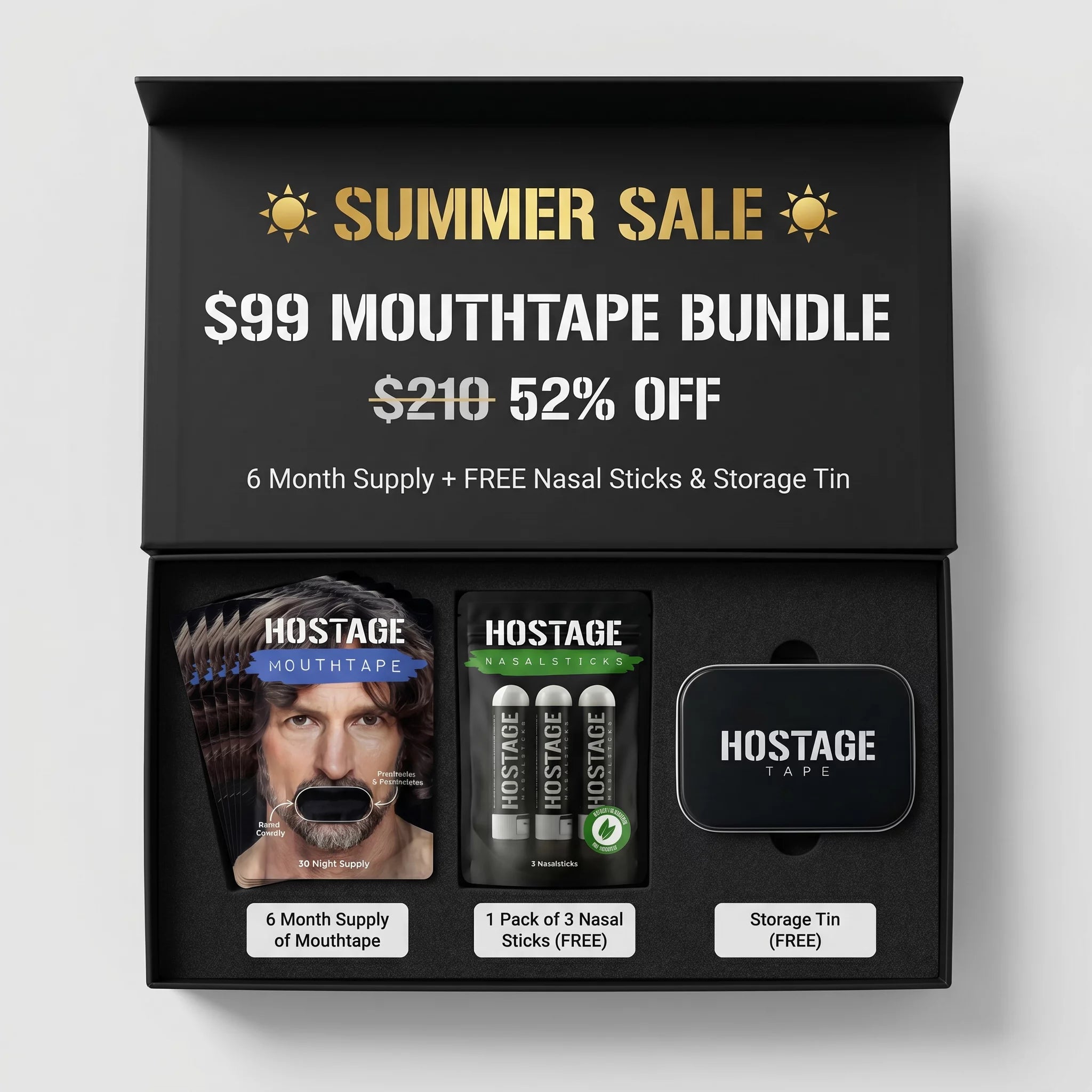 Mouth Tape Bundle + Nasal Sticks + Tin