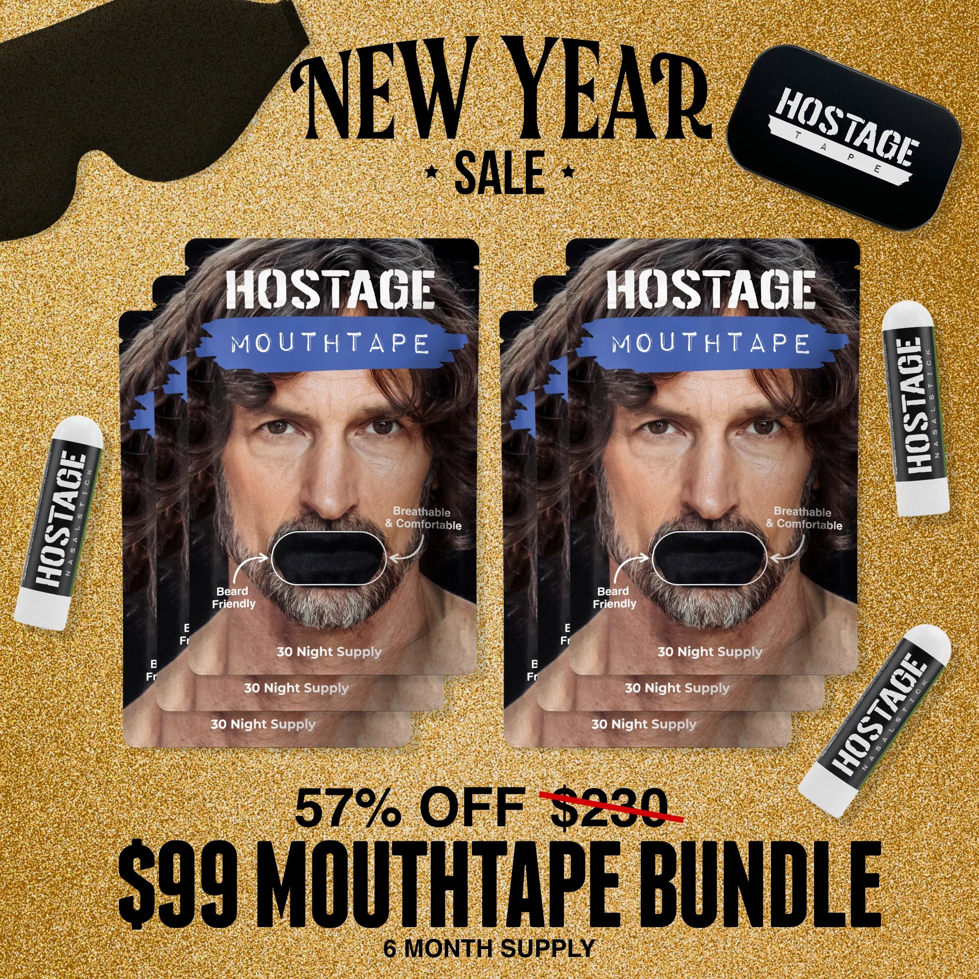 🤐 Mouth Tape Bundle + Blindfold + Tin