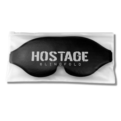 Black Hostage Blindfold sleep mask in packaging for comfort, darkness