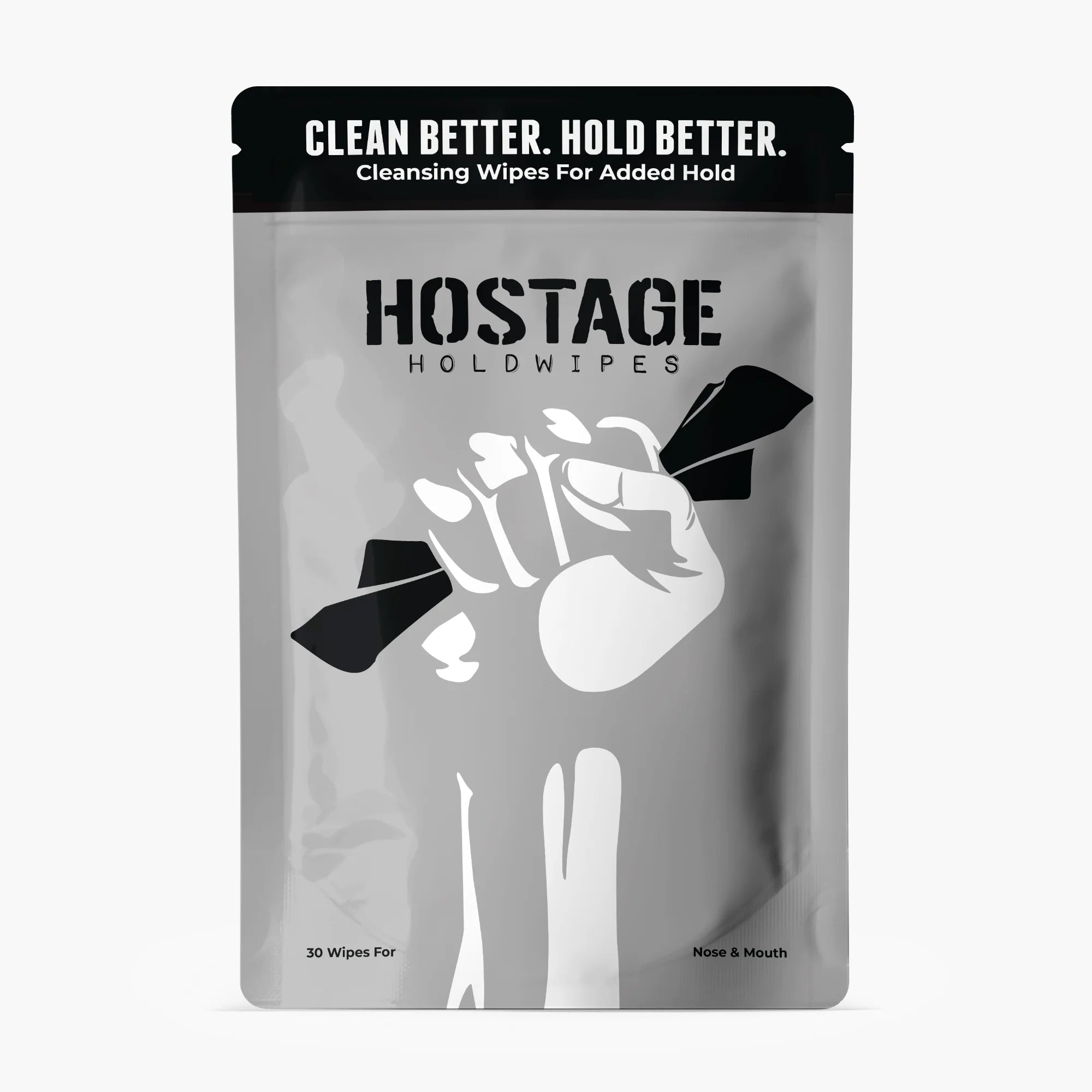 Hostage Holdwipes 30-pack for nose and mouth, improving adhesive hold and skin prep