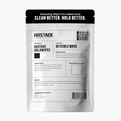 Hostage Holdwipes sterile skin barrier wipes for better adhesive hold of mouth tape and nose strips