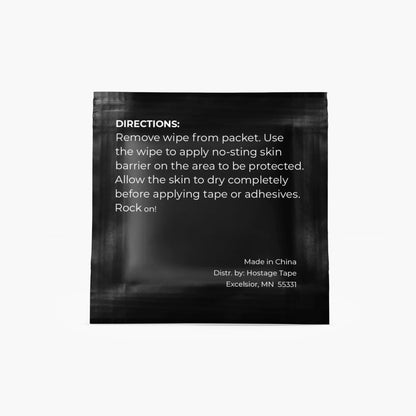 Hostage Holdwipes back packet showing directions for better nose and mouth tape adhesion