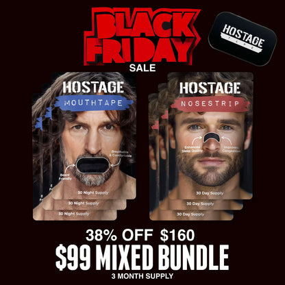 Hostage Tape Black Friday bundle with mouth tape and nose strips for better sleep and snoring relief