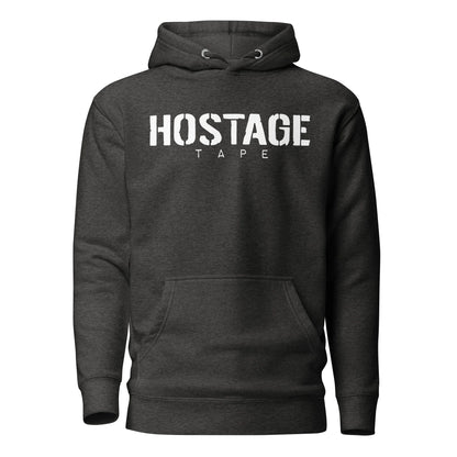 Unisex charcoal Hostage Tape hoodie with front logo, comfortable and stylish casual wear