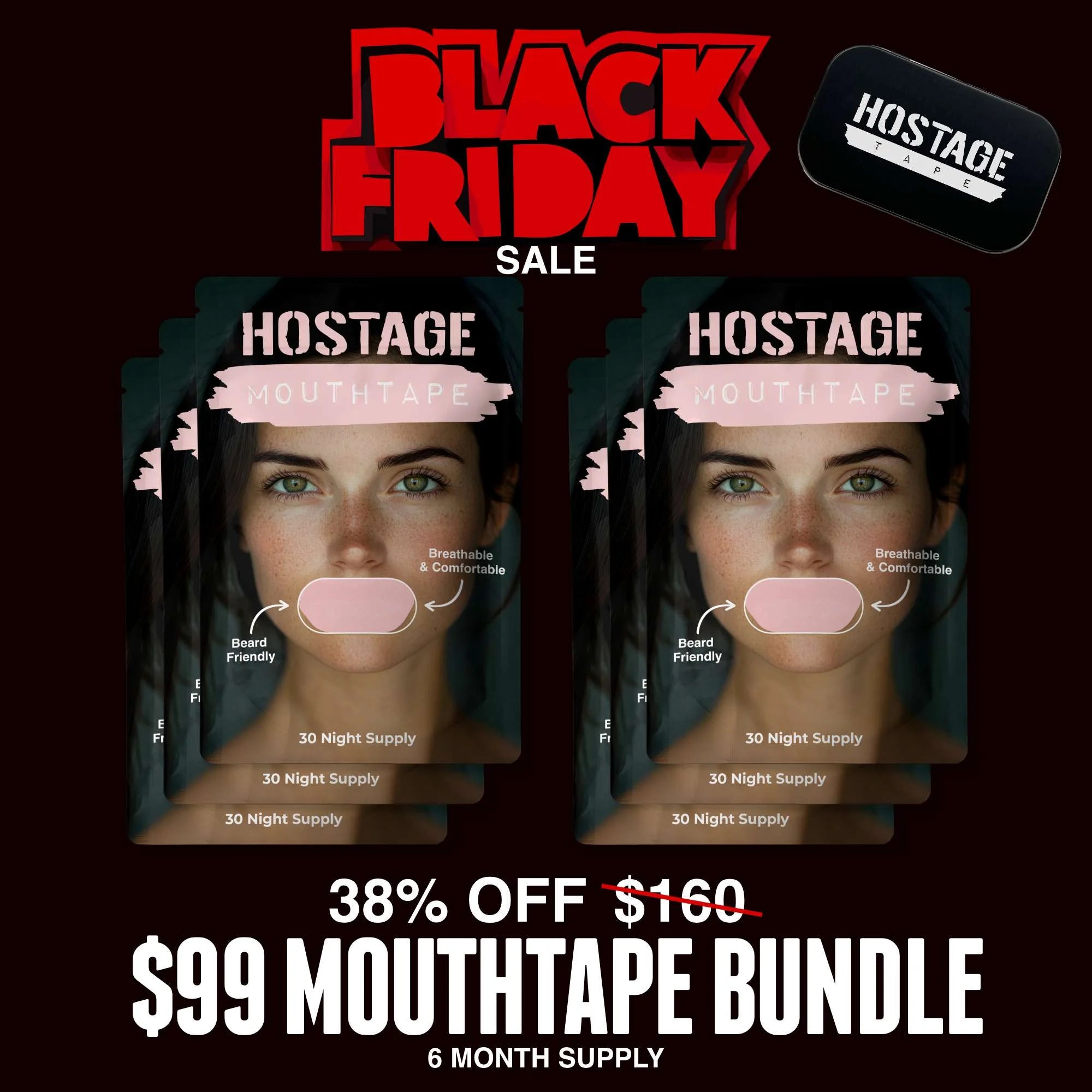 Hostage Tape women’s pink mouth tape 6-month bundle for quiet nights and comfortable sleep