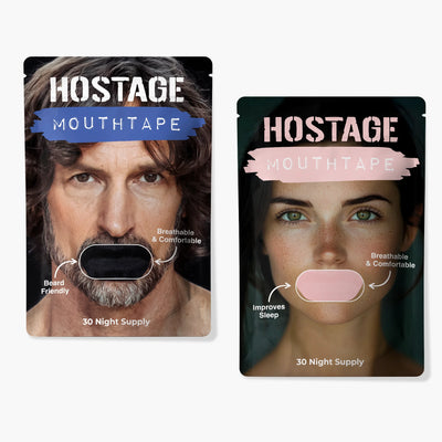 One black and one pink Hostage Mouth Tape pouch