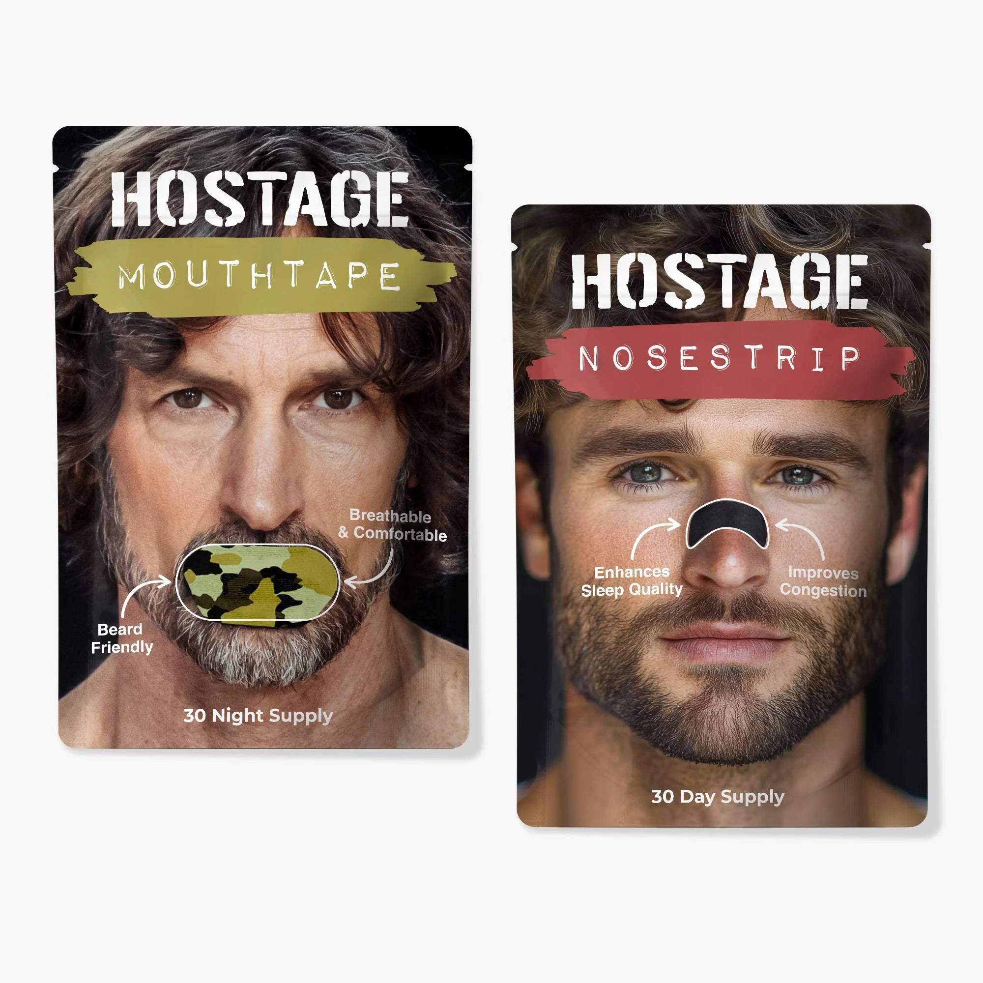 One Camo Hostage Mouth Tape and one Nose Strip for better sleep and snoring relief