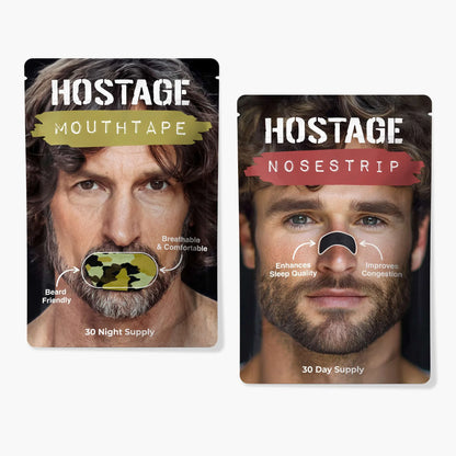 One Camo Hostage Mouth Tape and one Nose Strip for better sleep and snoring relief
