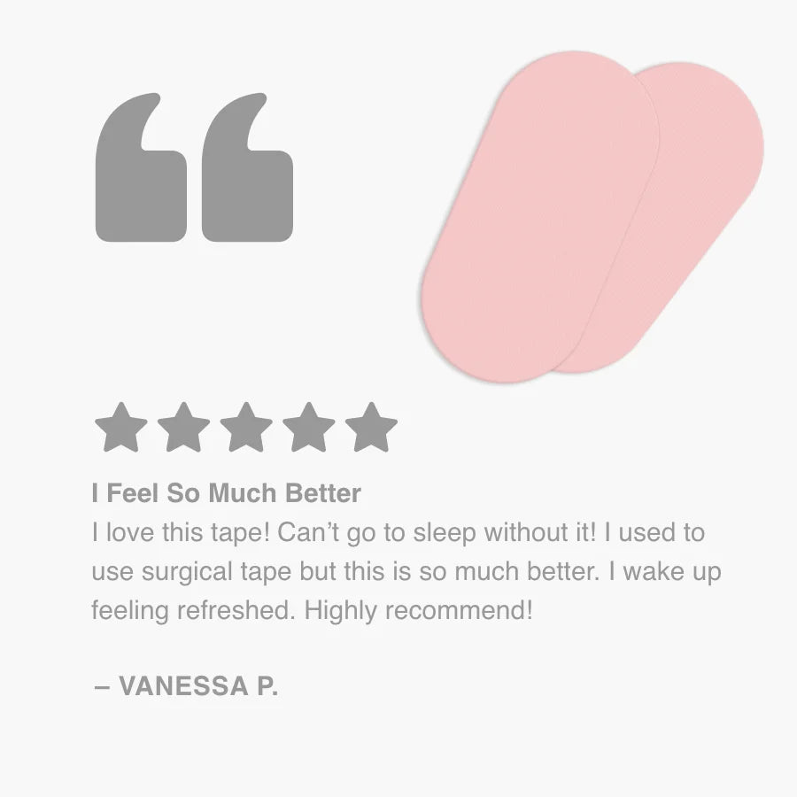 Customer Vanessa P. review of pink Hostage Mouth Tape for better sleep and comfort