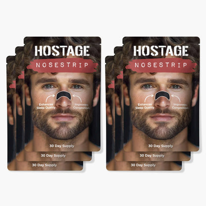 Six Hostage Nose Strips for better breathing, congestion relief, and reduced snoring