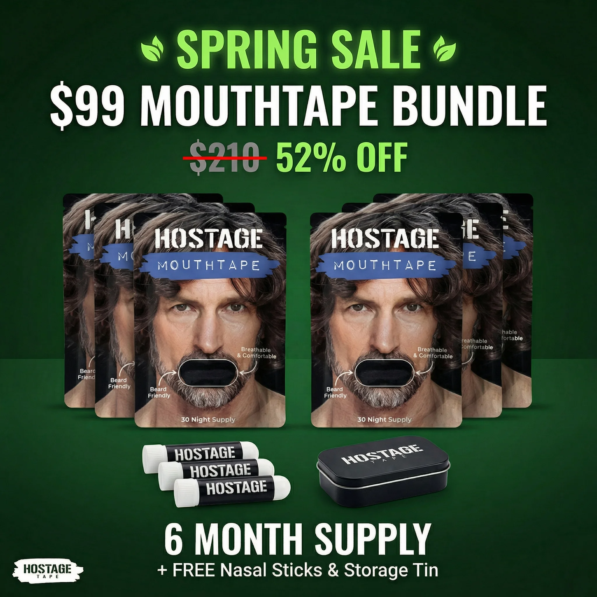 🤐 Mouth Tape Bundle + Nasal Sticks + Tin