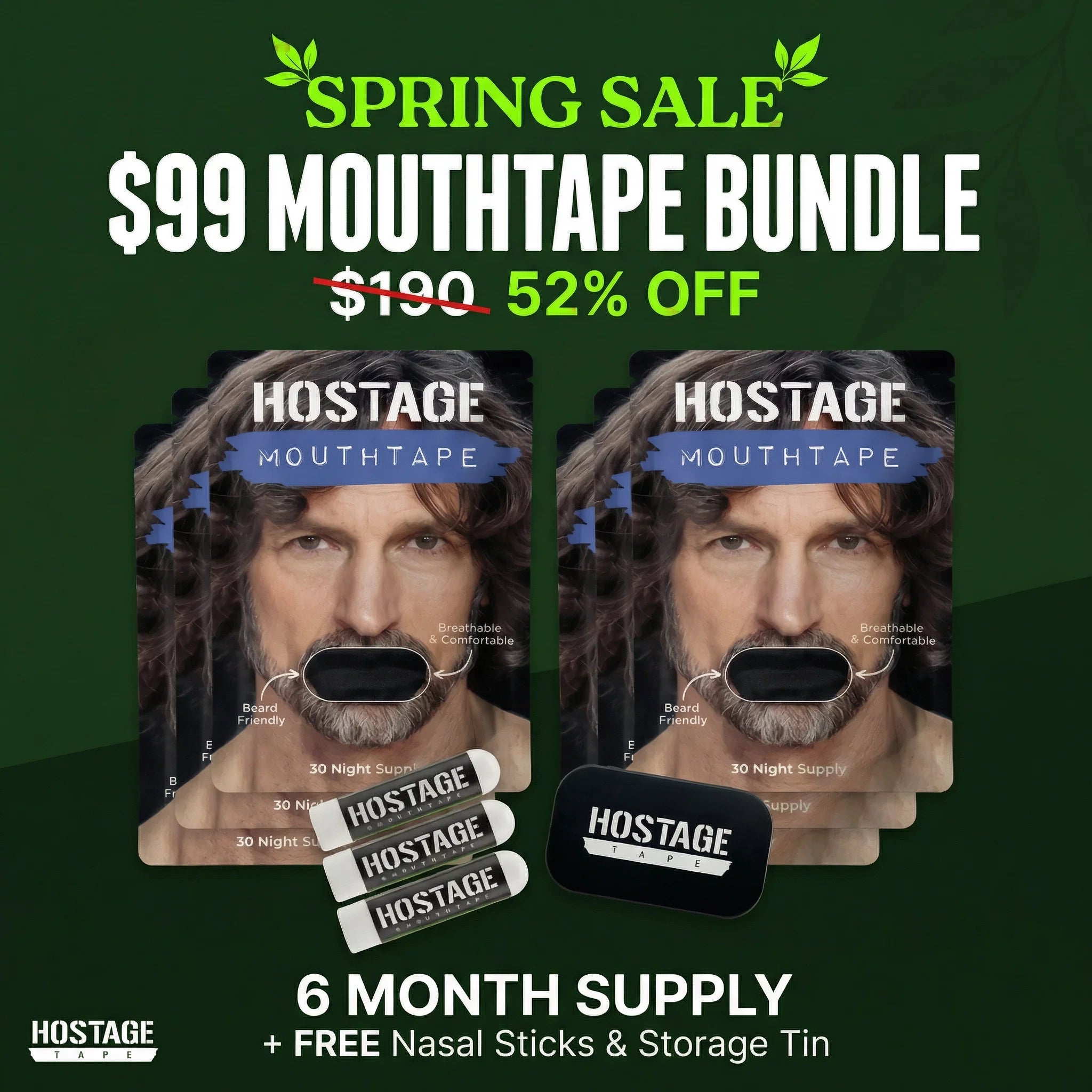 🤐 Mouth Tape Bundle + Nasal Sticks + Tin - Hostage Tape