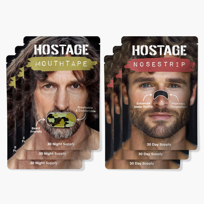 Three Camo Hostage Mouth Tape and three Nose Strips for better sleep and snoring relief