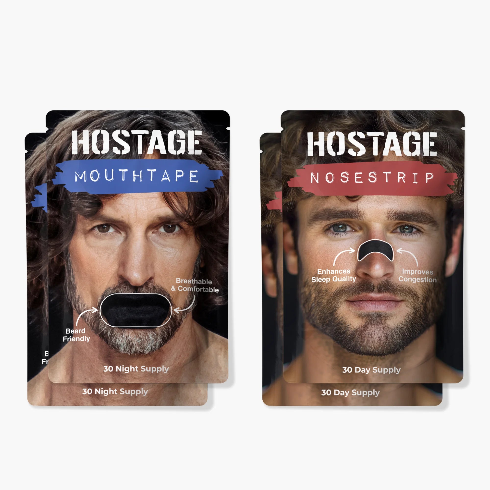 Two Camo Hostage Mouth Tape and two Nose Strips for improved sleep and reduced snoring