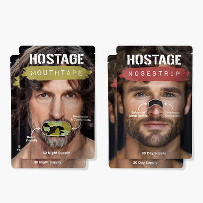 Two Camo Hostage Mouth Tape and two Nose Strips for improved sleep and reduced snoring