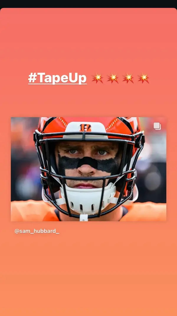 Football player wearing a black nasal strip