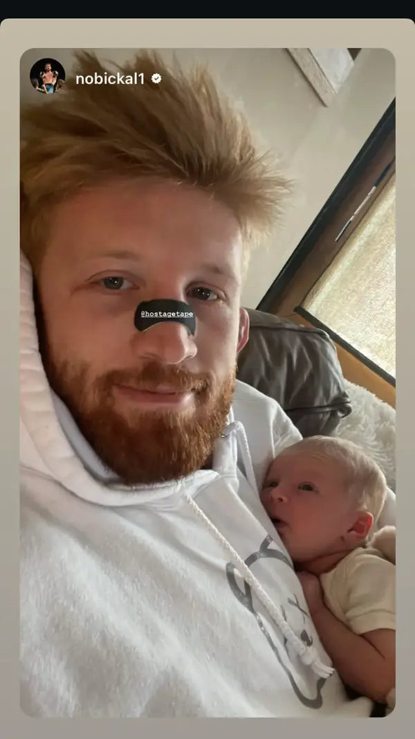 Father wearing a Hostage Nose Strip