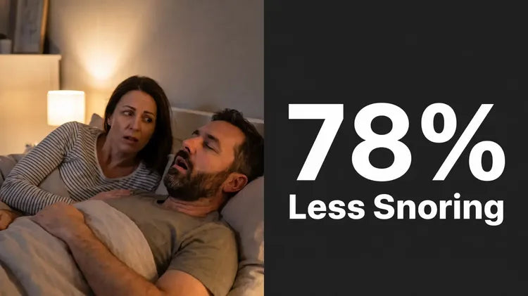 Couple in bed with the 78.9 percent less snoring result