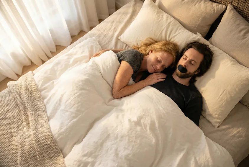 Couple sleeping comfortably in the same bed